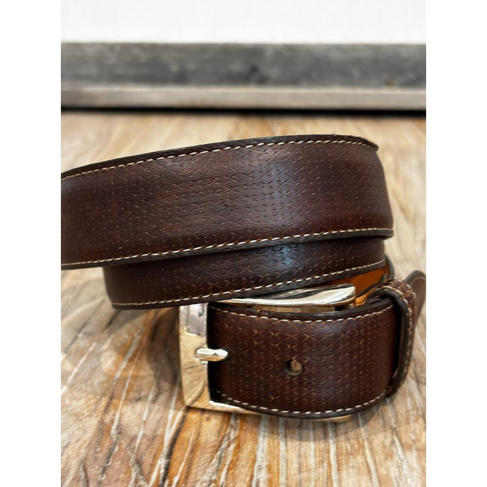 Martin Dingman Brown Genuine Leather Belt Size 34 Made in USA